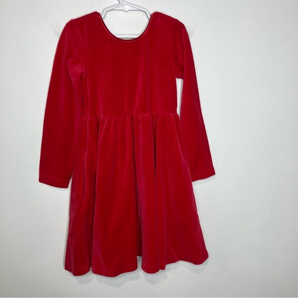 Hanna Andersson red velour skater dress pockets fit & flare Christmas size 6/7 - Picture 2 of 8
